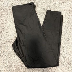 Black, Matte, Faux Leather Leggings
